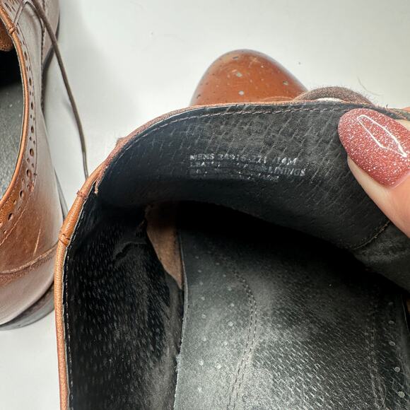 Stacy Adams Garrison Cognac Wingtip Leather Dress Shoes - Picture 11 of 11